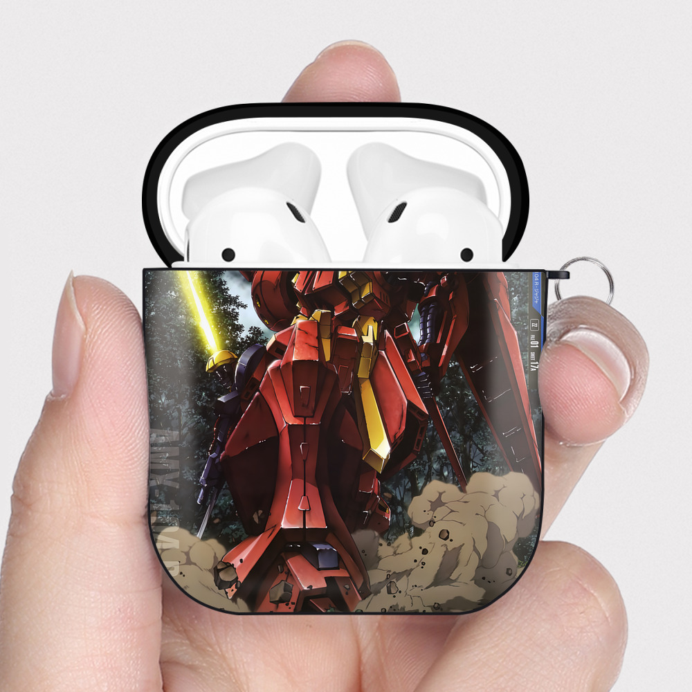 （画像用） 機動戦士ガンダム Mobile Suit Gundam AirPods 第2世代保護ケース ハードシェル ブラック 耐衝撃・防指紋・カラビナ付き
