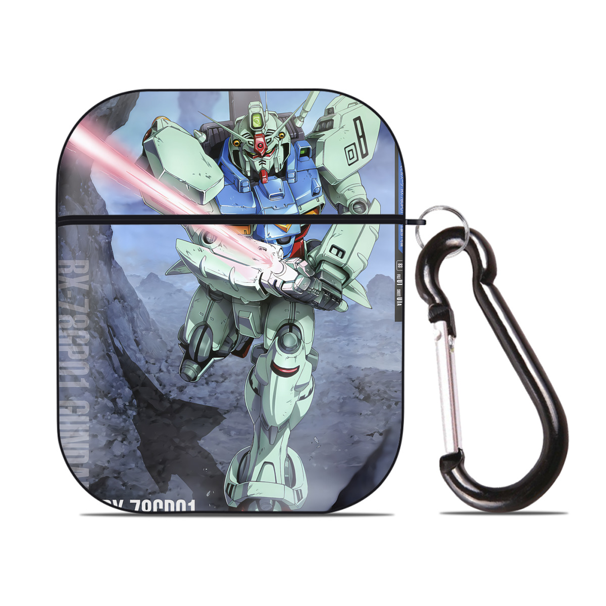 （画像用） 機動戦士ガンダム Mobile Suit Gundam AirPods 第2世代保護ケース ハードシェル ブラック 耐衝撃・防指紋・カラビナ付き