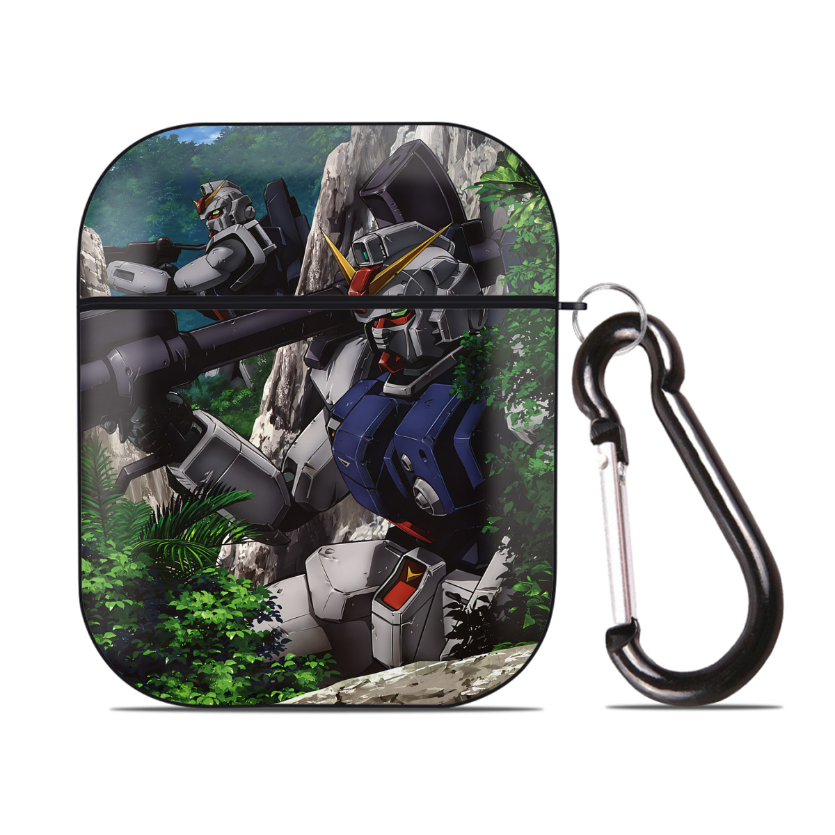 （画像用） 機動戦士ガンダム Mobile Suit Gundam AirPods 第2世代保護ケース ハードシェル ブラック 耐衝撃・防指紋・カラビナ付き