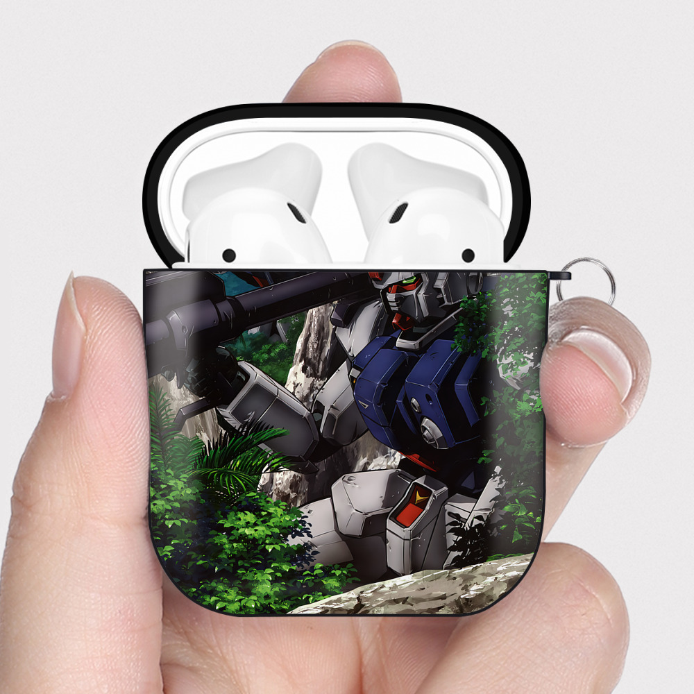 （画像用） 機動戦士ガンダム Mobile Suit Gundam AirPods 第2世代保護ケース ハードシェル ブラック 耐衝撃・防指紋・カラビナ付き