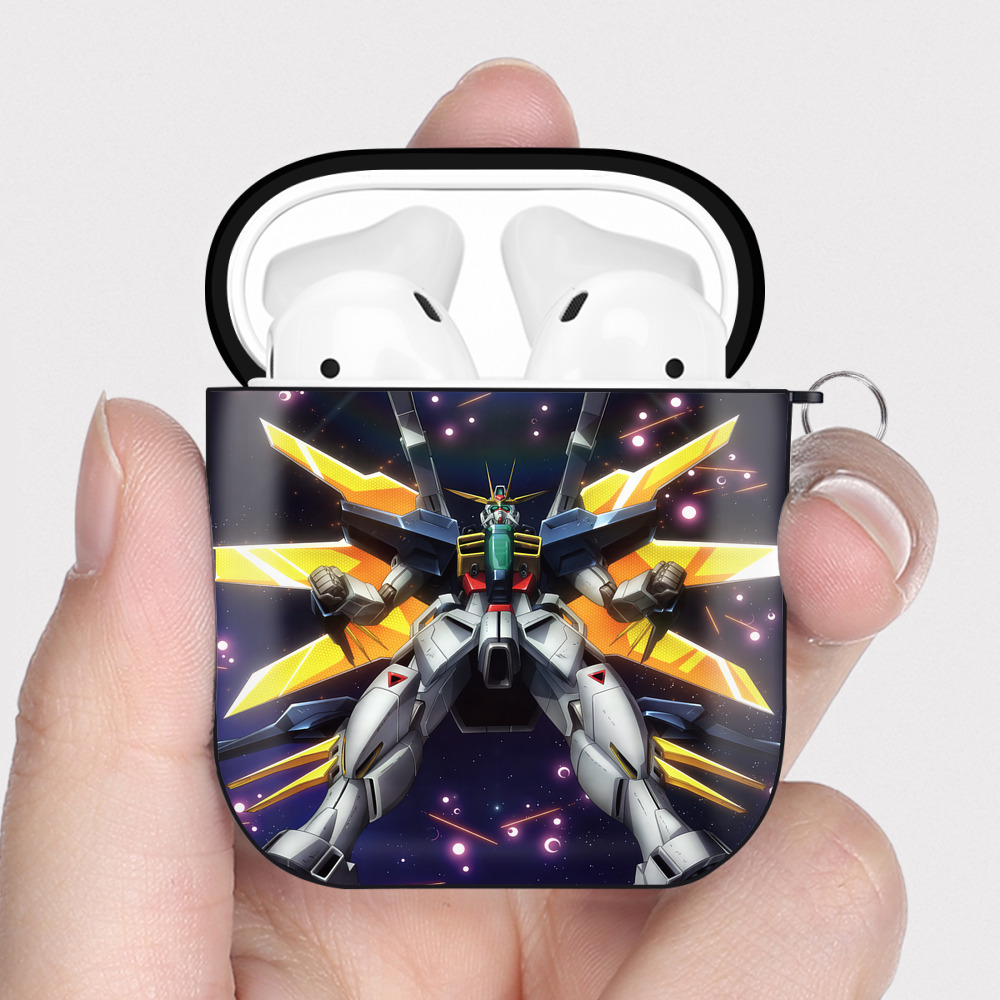 （画像用） 機動戦士ガンダム Mobile Suit Gundam AirPods 第2世代保護ケース ハードシェル ブラック 耐衝撃・防指紋・カラビナ付き