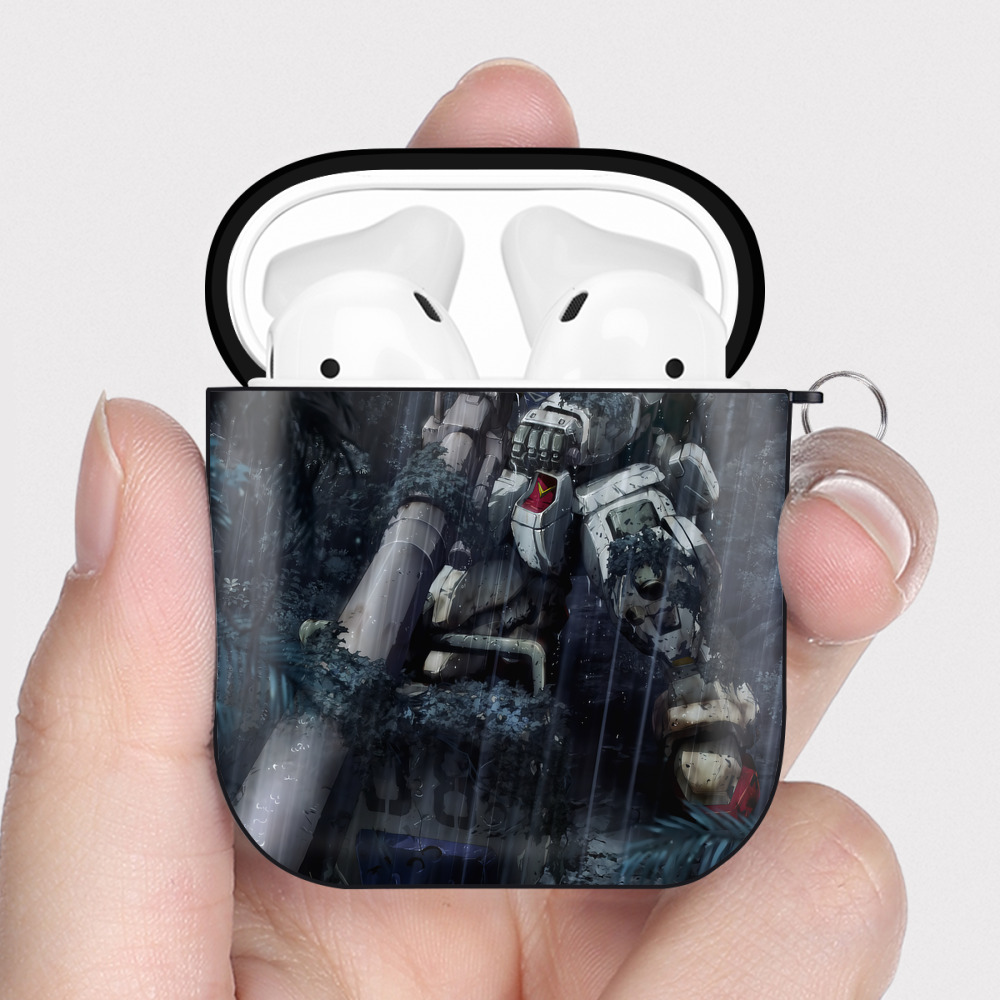 （画像用） 機動戦士ガンダム Mobile Suit Gundam AirPods 第2世代保護ケース ハードシェル ブラック 耐衝撃・防指紋・カラビナ付き