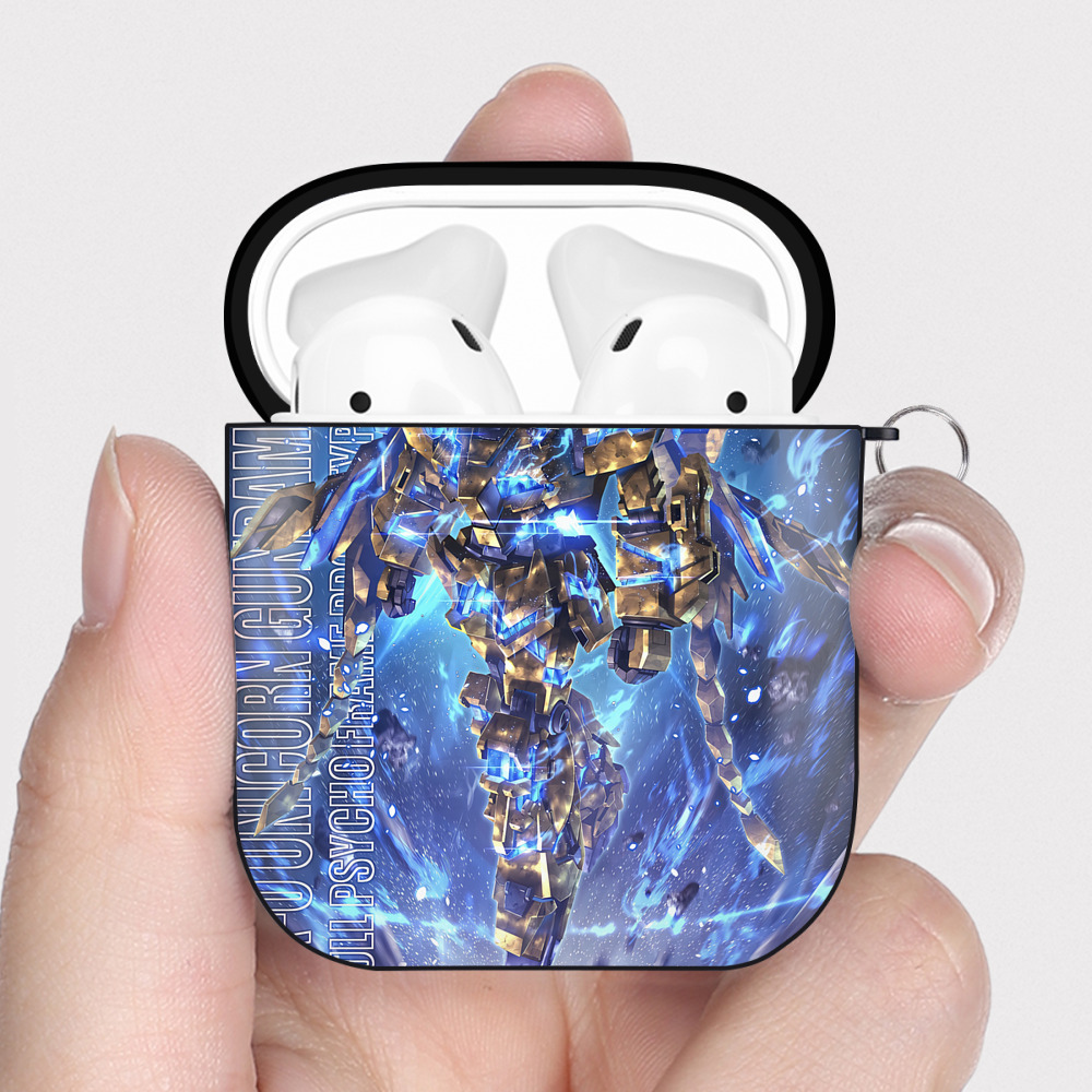 （画像用） 機動戦士ガンダム Mobile Suit Gundam AirPods 第2世代保護ケース ハードシェル ブラック 耐衝撃・防指紋・カラビナ付き
