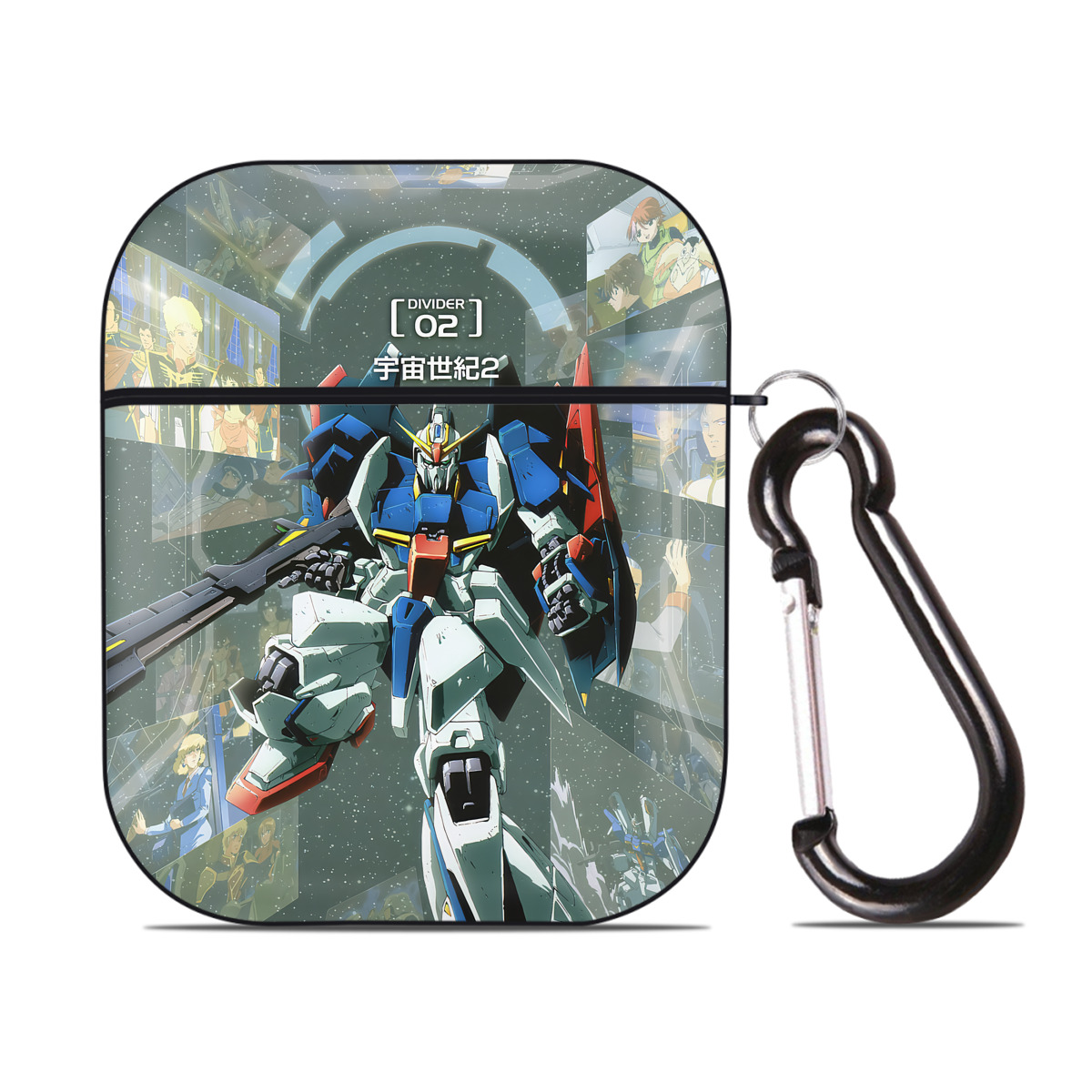 （画像用） 機動戦士ガンダム Mobile Suit Gundam AirPods 第2世代保護ケース ハードシェル ブラック 耐衝撃・防指紋・カラビナ付き