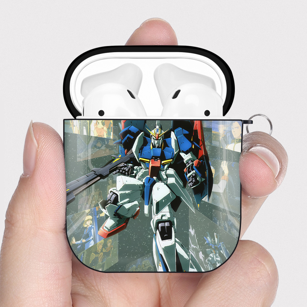 （画像用） 機動戦士ガンダム Mobile Suit Gundam AirPods 第2世代保護ケース ハードシェル ブラック 耐衝撃・防指紋・カラビナ付き