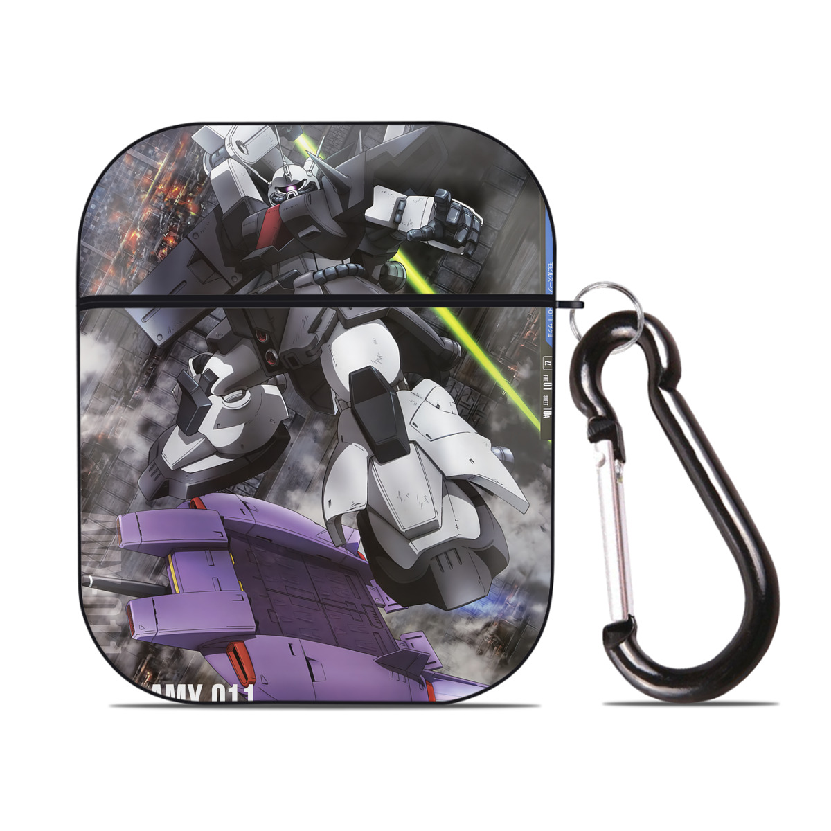 （画像用） 機動戦士ガンダム Mobile Suit Gundam AirPods 第2世代保護ケース ハードシェル ブラック 耐衝撃・防指紋・カラビナ付き