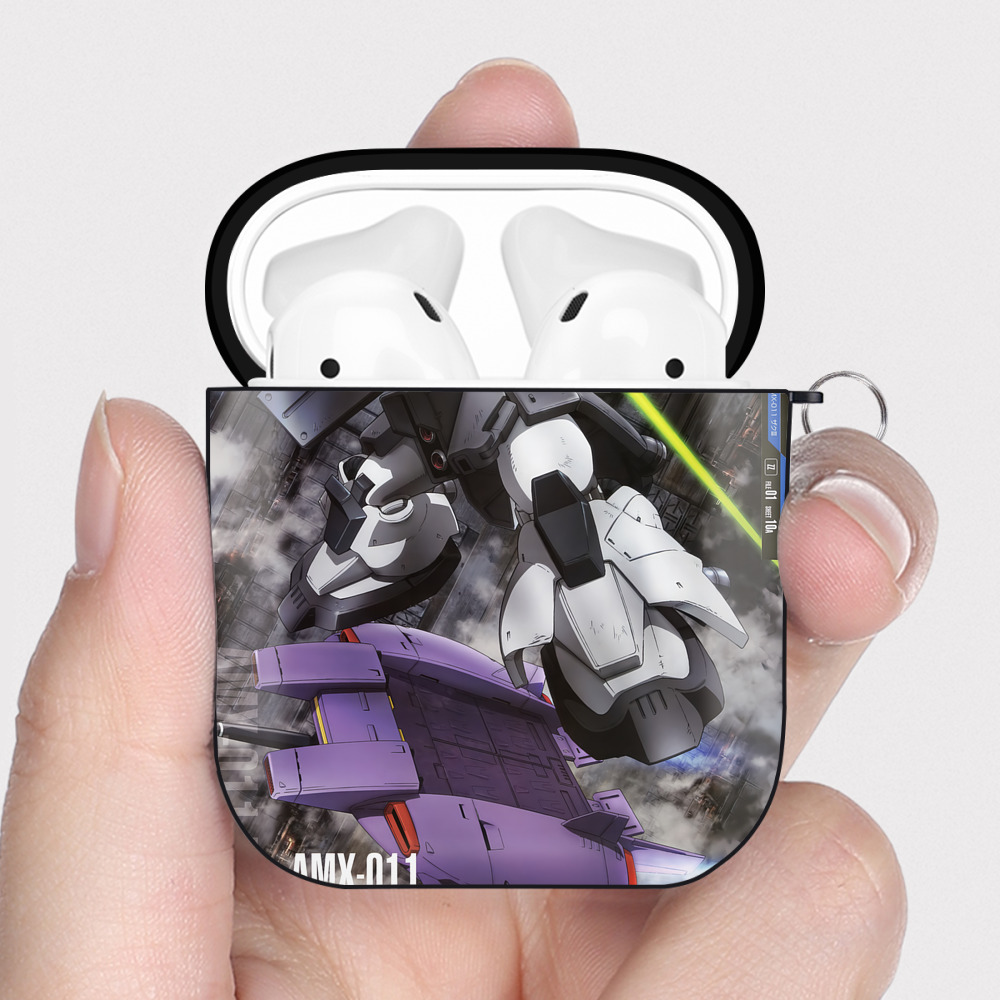 （画像用） 機動戦士ガンダム Mobile Suit Gundam AirPods 第2世代保護ケース ハードシェル ブラック 耐衝撃・防指紋・カラビナ付き