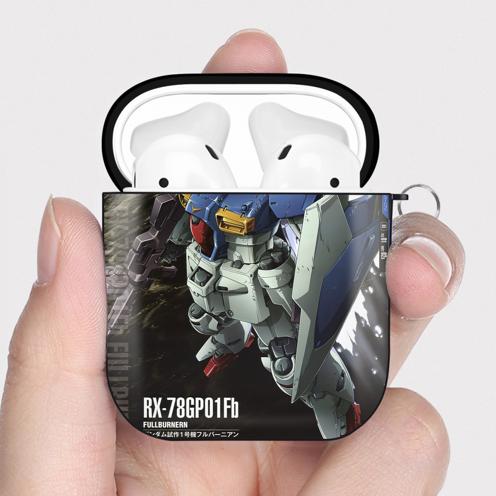 （画像用） 機動戦士ガンダム Mobile Suit Gundam AirPods 第2世代保護ケース ハードシェル ブラック 耐衝撃・防指紋・カラビナ付き
