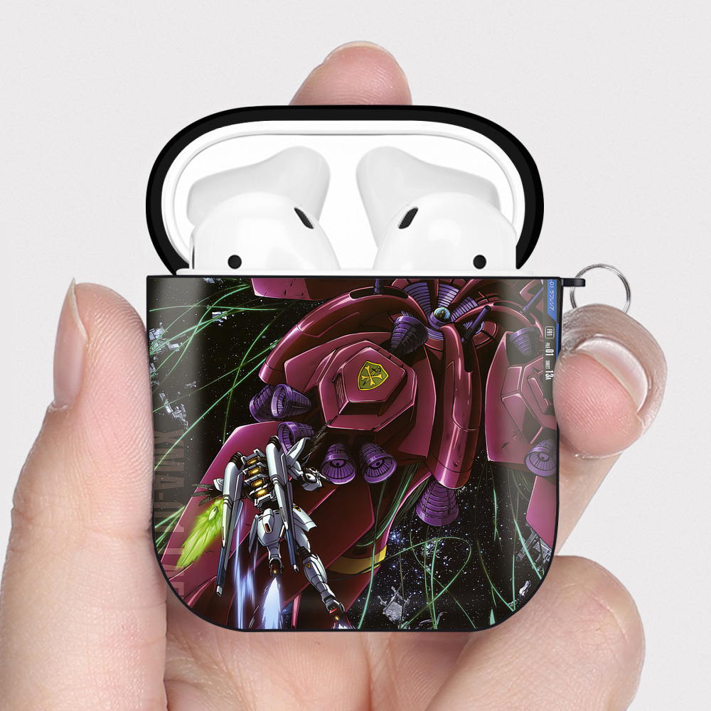 （画像用） 機動戦士ガンダム Mobile Suit Gundam AirPods 第2世代保護ケース ハードシェル ブラック 耐衝撃・防指紋・カラビナ付き