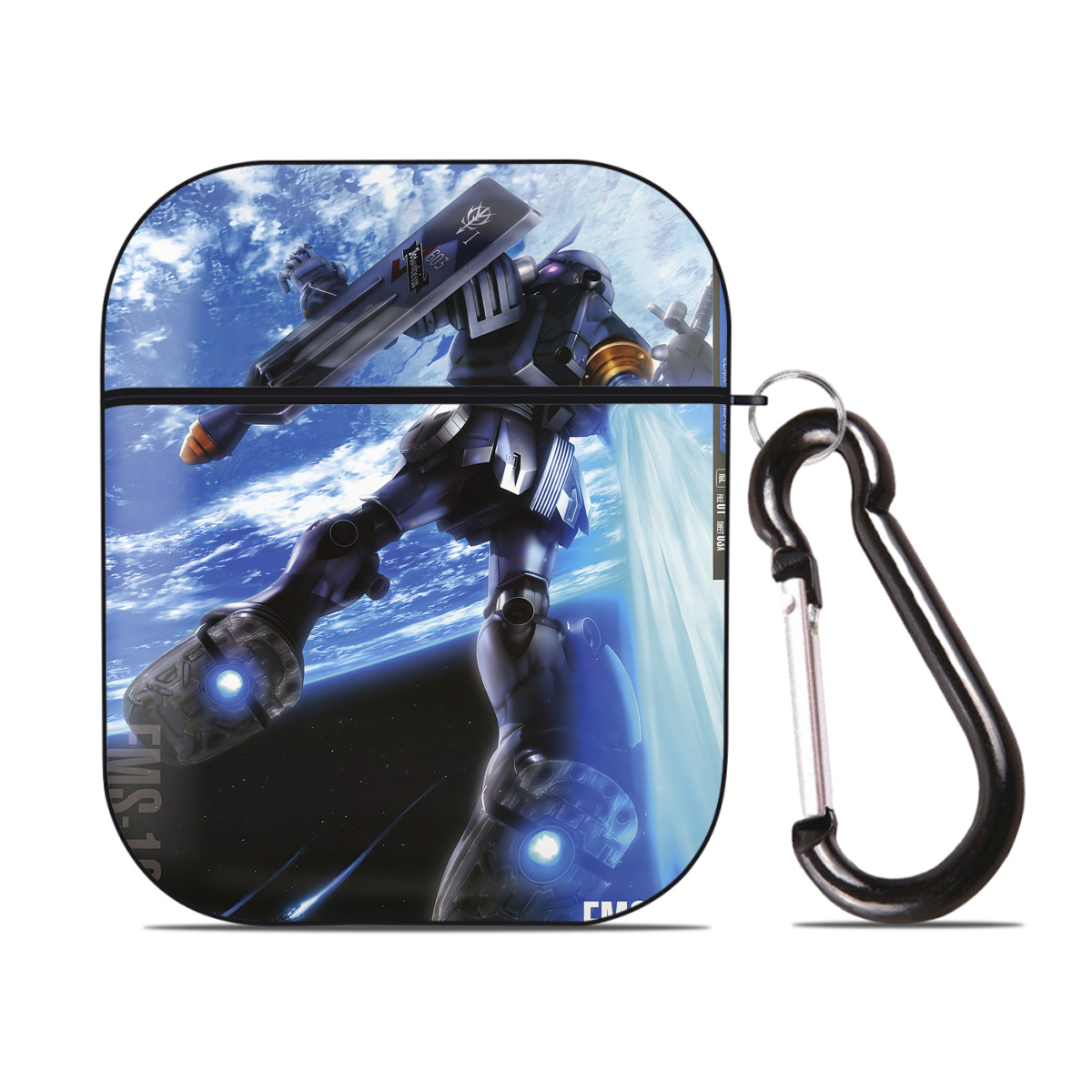 （画像用） 機動戦士ガンダム Mobile Suit Gundam AirPods 第2世代保護ケース ハードシェル ブラック 耐衝撃・防指紋・カラビナ付き