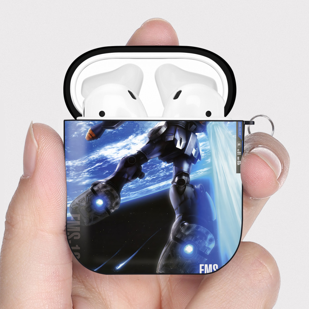 （画像用） 機動戦士ガンダム Mobile Suit Gundam AirPods 第2世代保護ケース ハードシェル ブラック 耐衝撃・防指紋・カラビナ付き