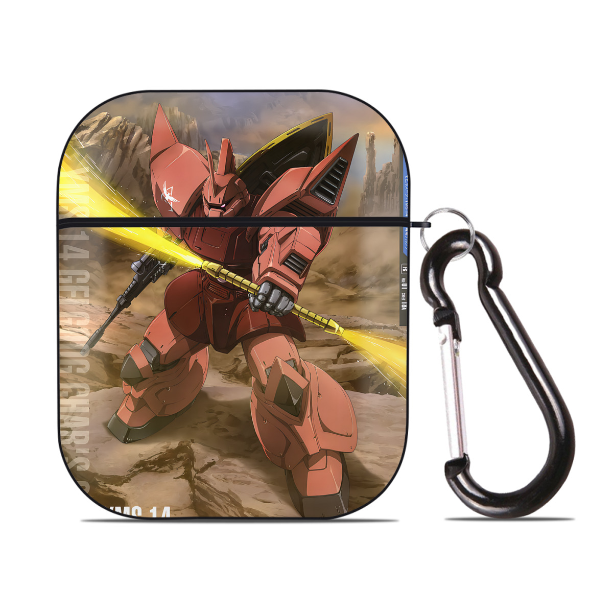 （画像用） 機動戦士ガンダム Mobile Suit Gundam AirPods 第2世代保護ケース ハードシェル ブラック 耐衝撃・防指紋・カラビナ付き
