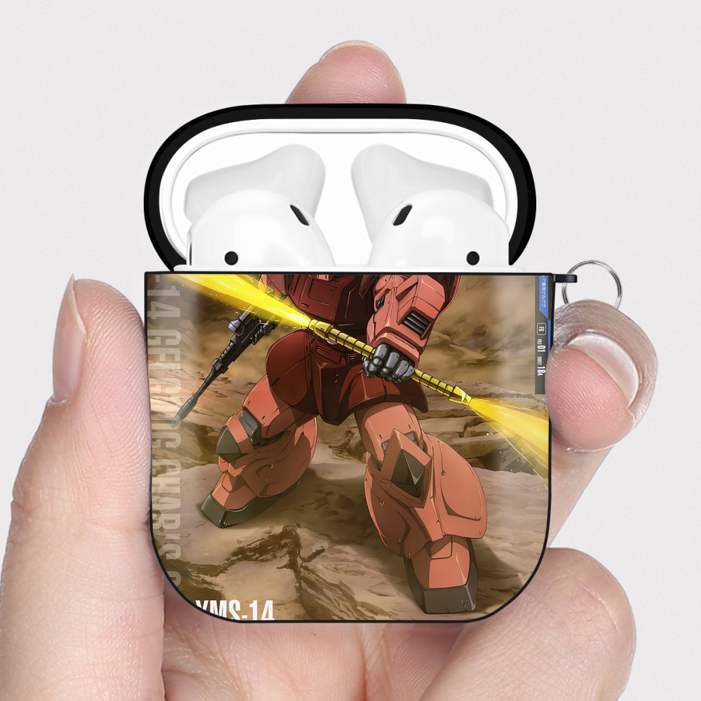 （画像用） 機動戦士ガンダム Mobile Suit Gundam AirPods 第2世代保護ケース ハードシェル ブラック 耐衝撃・防指紋・カラビナ付き