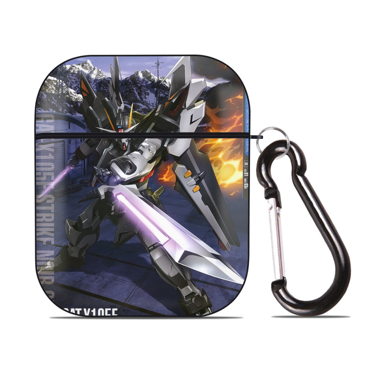 （画像用） 機動戦士ガンダム Mobile Suit Gundam AirPods 第2世代保護ケース ハードシェル ブラック 耐衝撃・防指紋・カラビナ付き