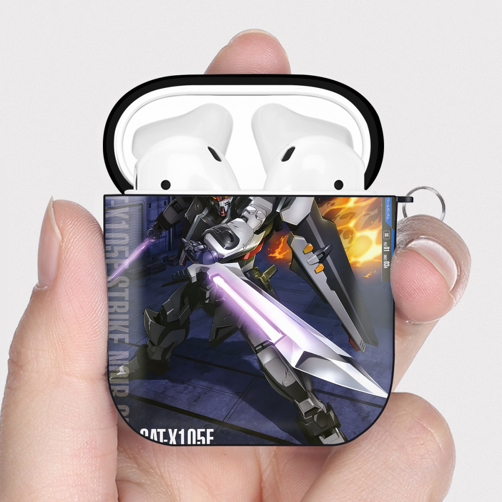 （画像用） 機動戦士ガンダム Mobile Suit Gundam AirPods 第2世代保護ケース ハードシェル ブラック 耐衝撃・防指紋・カラビナ付き