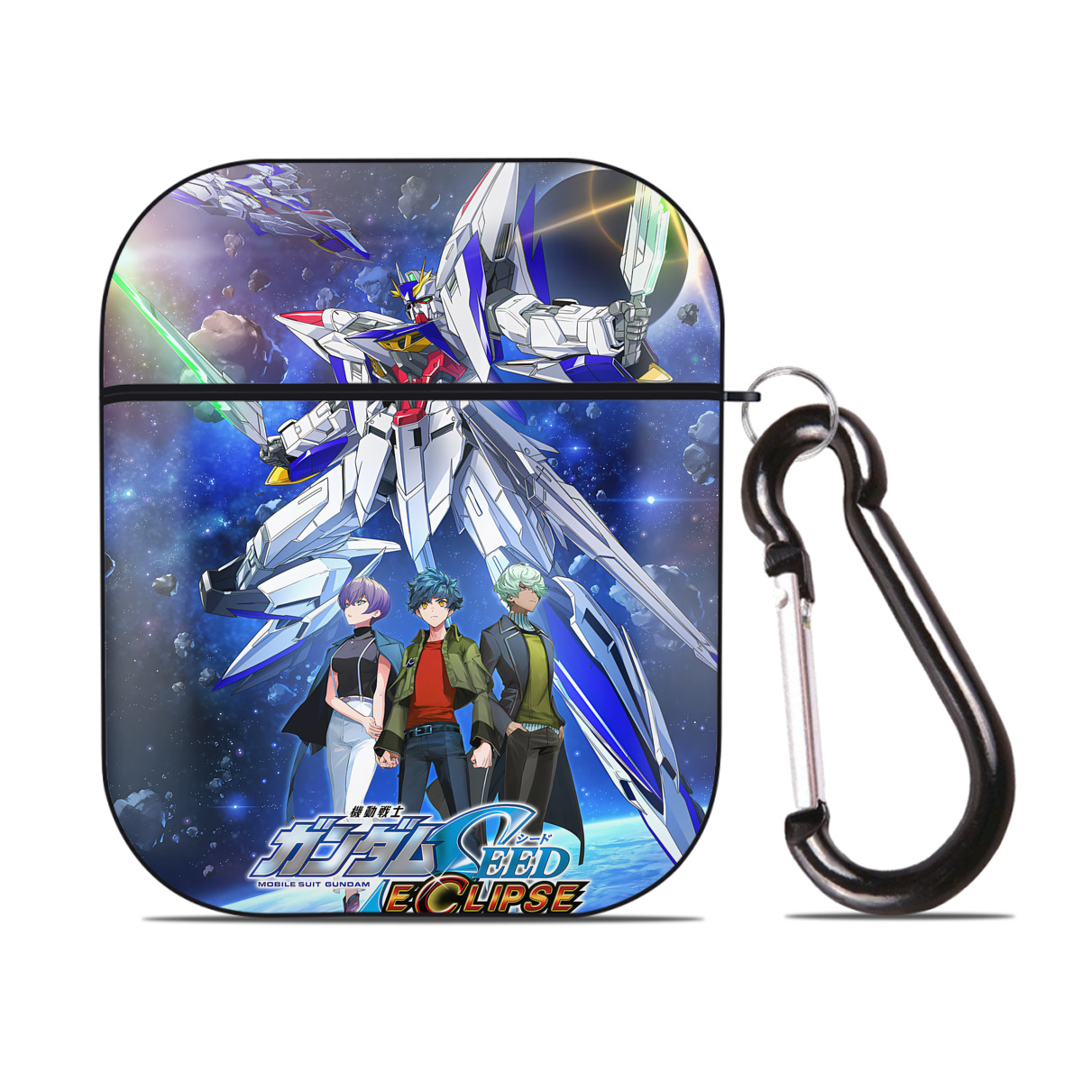 （画像用） 機動戦士ガンダム Mobile Suit Gundam AirPods 第2世代保護ケース ハードシェル ブラック 耐衝撃・防指紋・カラビナ付き