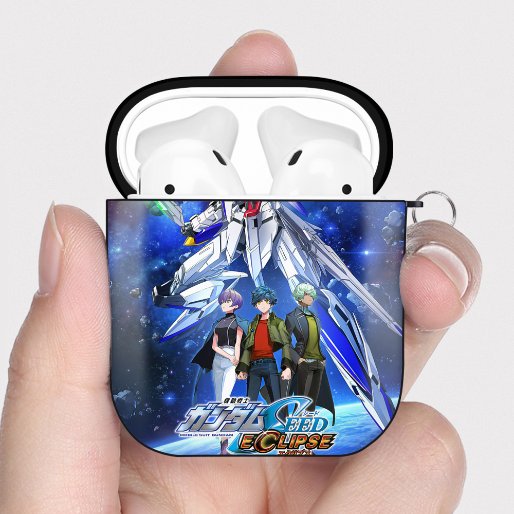 （画像用） 機動戦士ガンダム Mobile Suit Gundam AirPods 第2世代保護ケース ハードシェル ブラック 耐衝撃・防指紋・カラビナ付き
