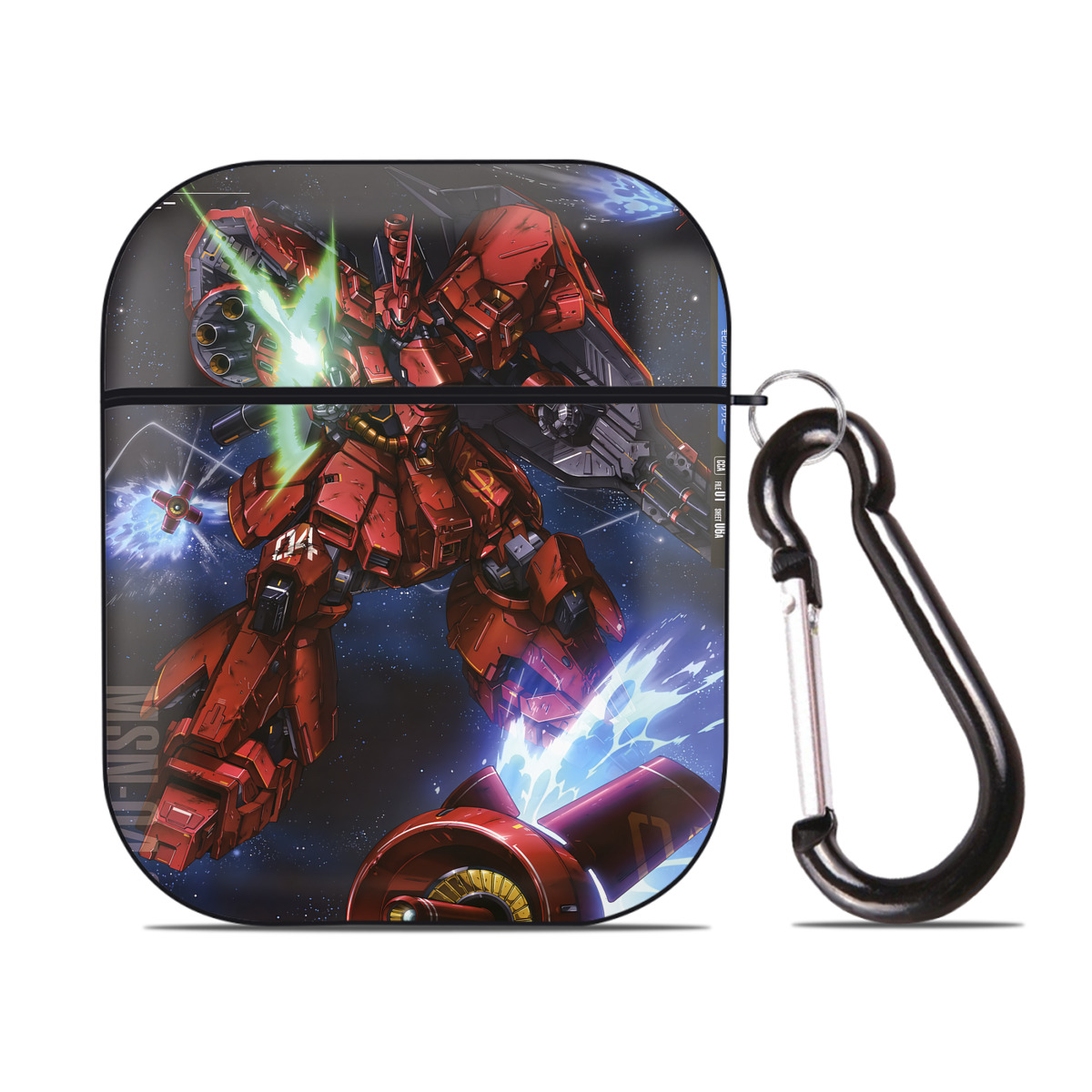 （画像用） 機動戦士ガンダム Mobile Suit Gundam AirPods 第2世代保護ケース ハードシェル ブラック 耐衝撃・防指紋・カラビナ付き
