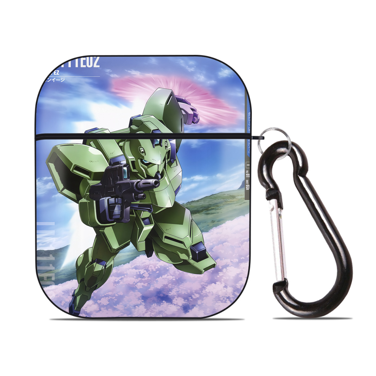 （画像用） 機動戦士ガンダム Mobile Suit Gundam AirPods 第2世代保護ケース ハードシェル ブラック 耐衝撃・防指紋・カラビナ付き