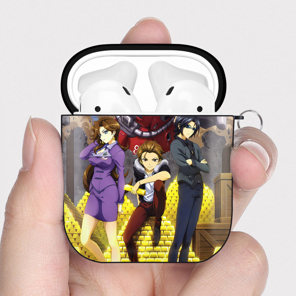 （画像用） 機動戦士ガンダム Mobile Suit Gundam AirPods 第2世代保護ケース ハードシェル ブラック 耐衝撃・防指紋・カラビナ付き