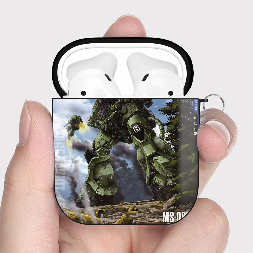 （画像用） 機動戦士ガンダム Mobile Suit Gundam AirPods 第2世代保護ケース ハードシェル ブラック 耐衝撃・防指紋・カラビナ付き