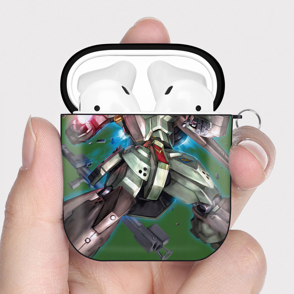 （画像用） 機動戦士ガンダム Mobile Suit Gundam AirPods 第2世代保護ケース ハードシェル ブラック 耐衝撃・防指紋・カラビナ付き