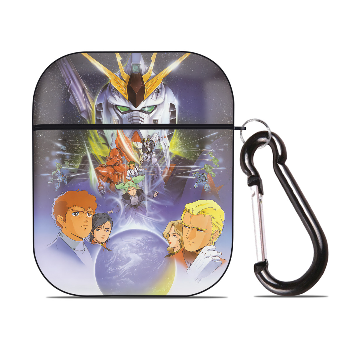 （画像用） 機動戦士ガンダム Mobile Suit Gundam AirPods 第2世代保護ケース ハードシェル ブラック 耐衝撃・防指紋・カラビナ付き