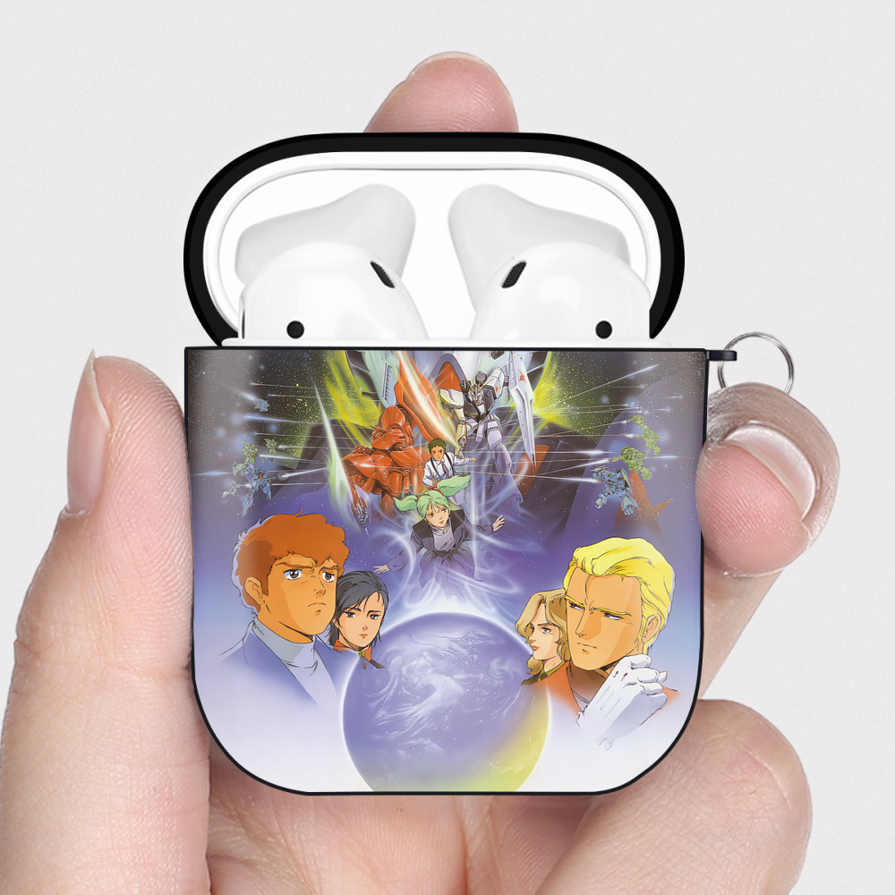 （画像用） 機動戦士ガンダム Mobile Suit Gundam AirPods 第2世代保護ケース ハードシェル ブラック 耐衝撃・防指紋・カラビナ付き