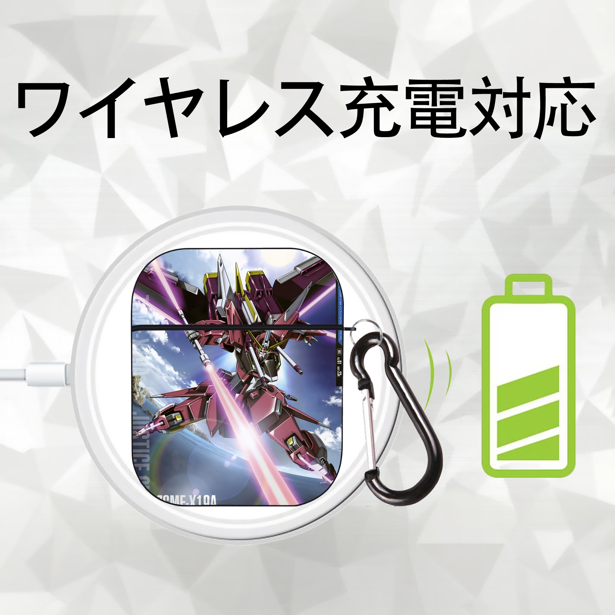 機動戦士ガンダム Mobile Suit Gundam AirPods 第2世代保護ケース ハードシェル ブラック 耐衝撃・防指紋・カラビナ付き