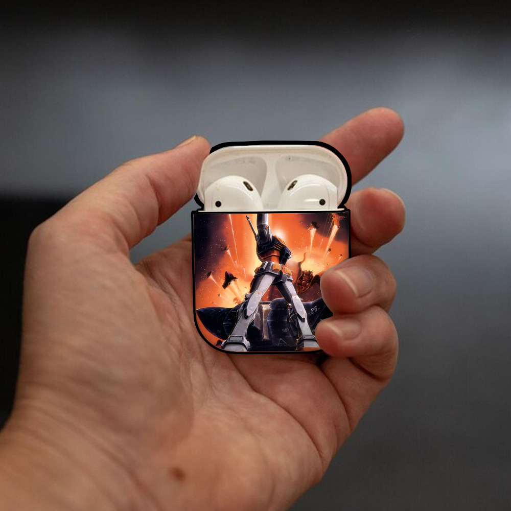 機動戦士ガンダム Mobile Suit Gundam AirPods 第2世代保護ケース ハードシェル ブラック 耐衝撃・防指紋・カラビナ付き