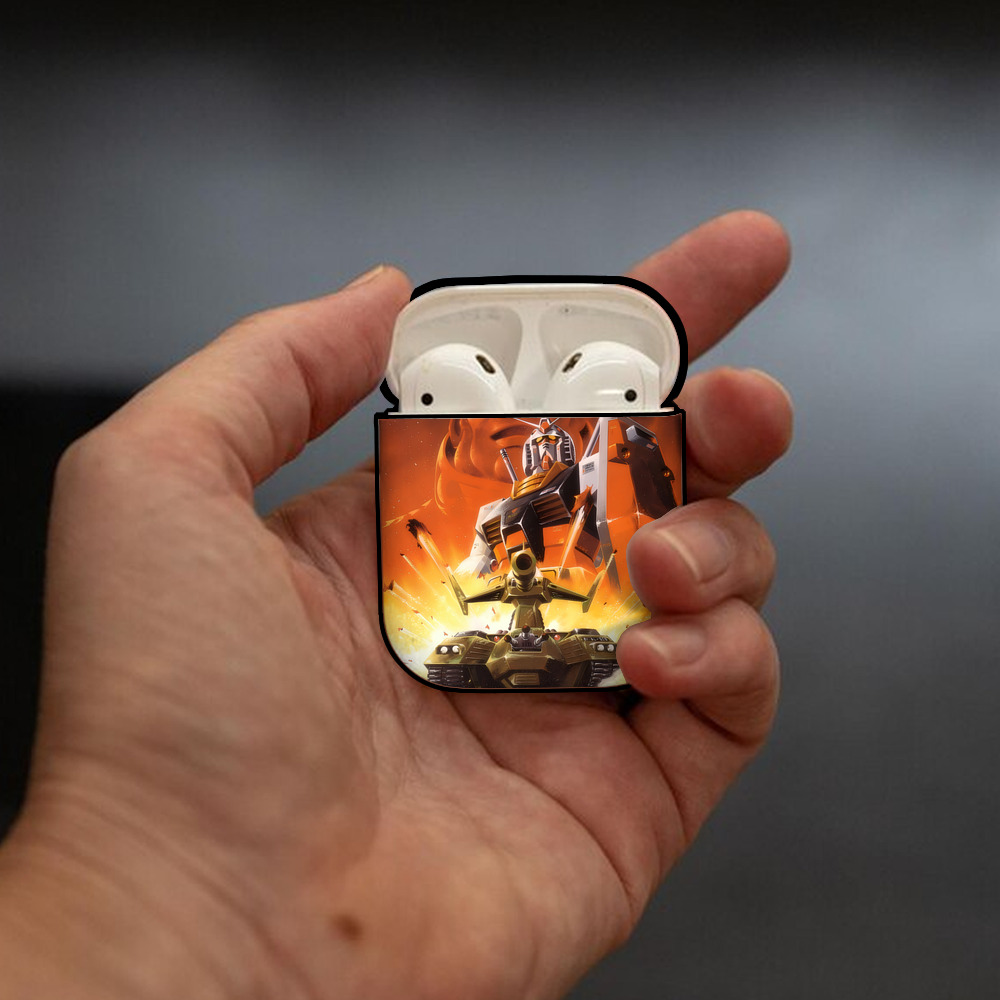 機動戦士ガンダム Mobile Suit Gundam AirPods 第2世代保護ケース ハードシェル ブラック 耐衝撃・防指紋・カラビナ付き
