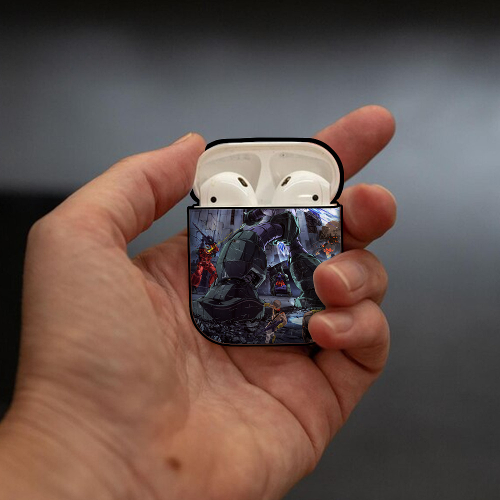 機動戦士ガンダム Mobile Suit Gundam AirPods 第2世代保護ケース ハードシェル ブラック 耐衝撃・防指紋・カラビナ付き