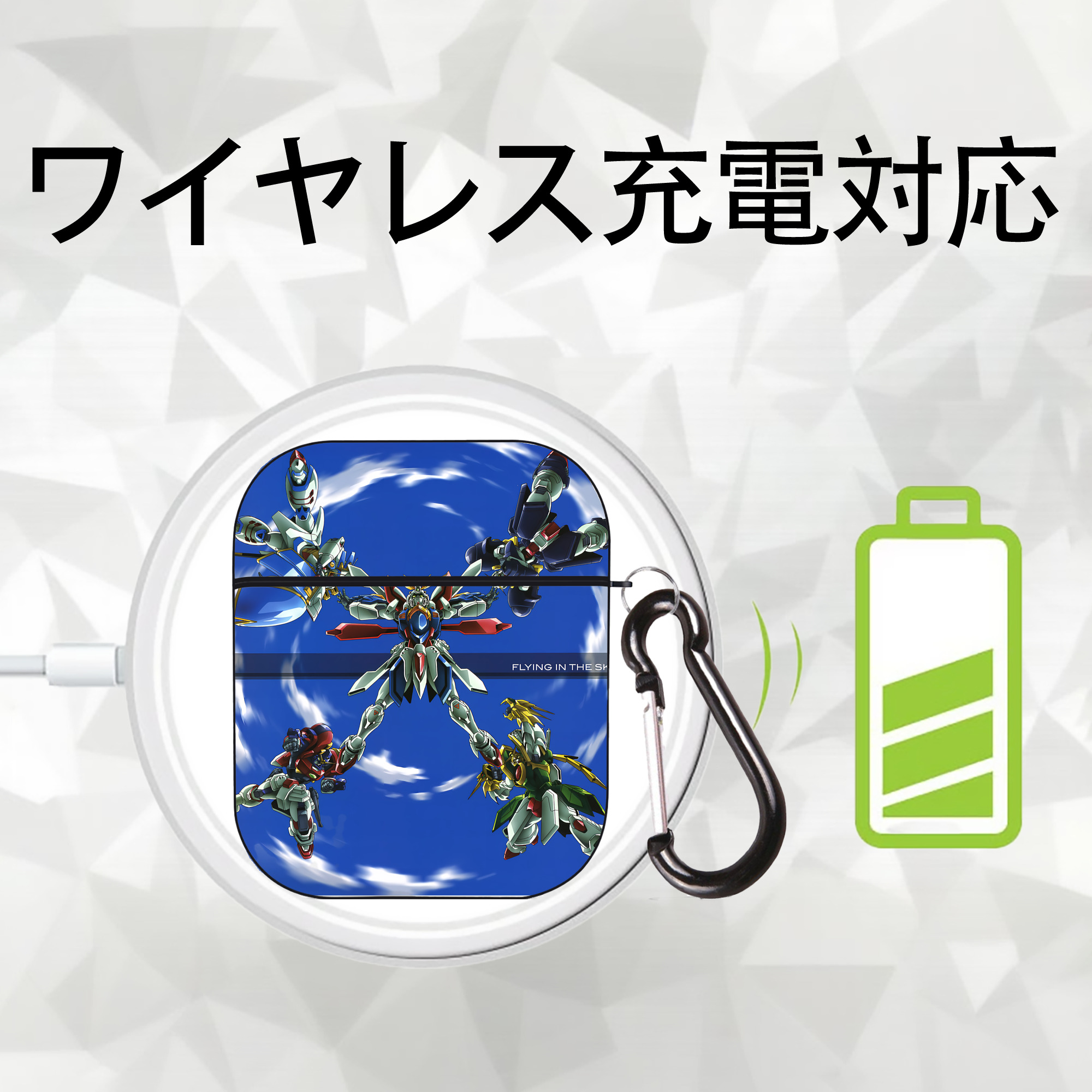 機動戦士ガンダム Mobile Suit Gundam AirPods 第2世代保護ケース ハードシェル ブラック 耐衝撃・防指紋・カラビナ付き