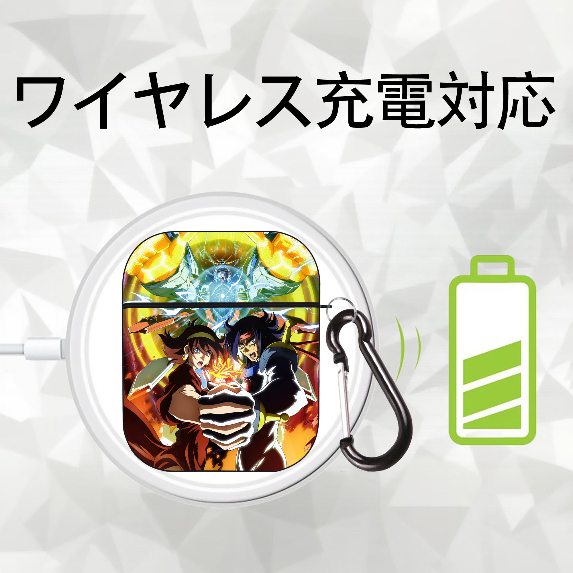 機動戦士ガンダム Mobile Suit Gundam AirPods 第2世代保護ケース ハードシェル ブラック 耐衝撃・防指紋・カラビナ付き
