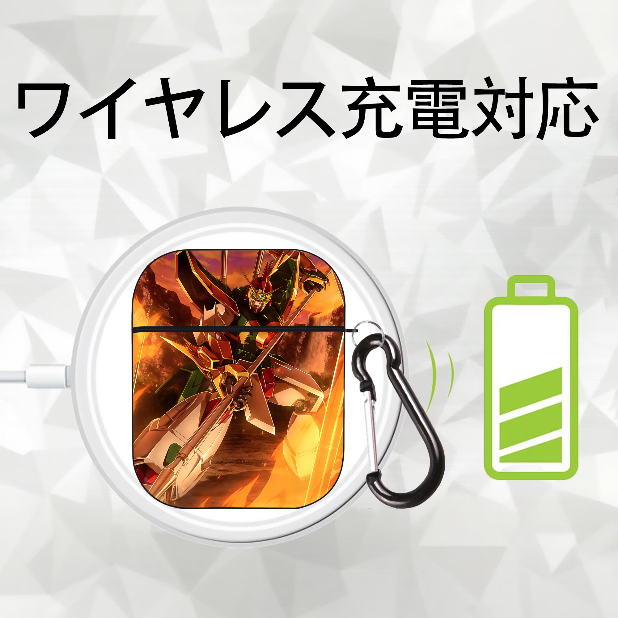 機動戦士ガンダム Mobile Suit Gundam AirPods 第2世代保護ケース ハードシェル ブラック 耐衝撃・防指紋・カラビナ付き