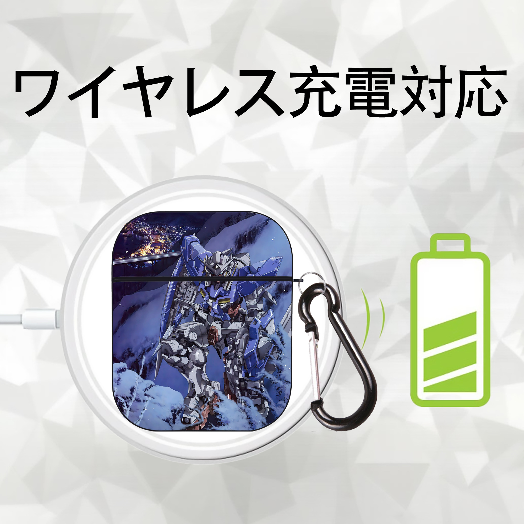 機動戦士ガンダム Mobile Suit Gundam AirPods 第2世代保護ケース ハードシェル ブラック 耐衝撃・防指紋・カラビナ付き