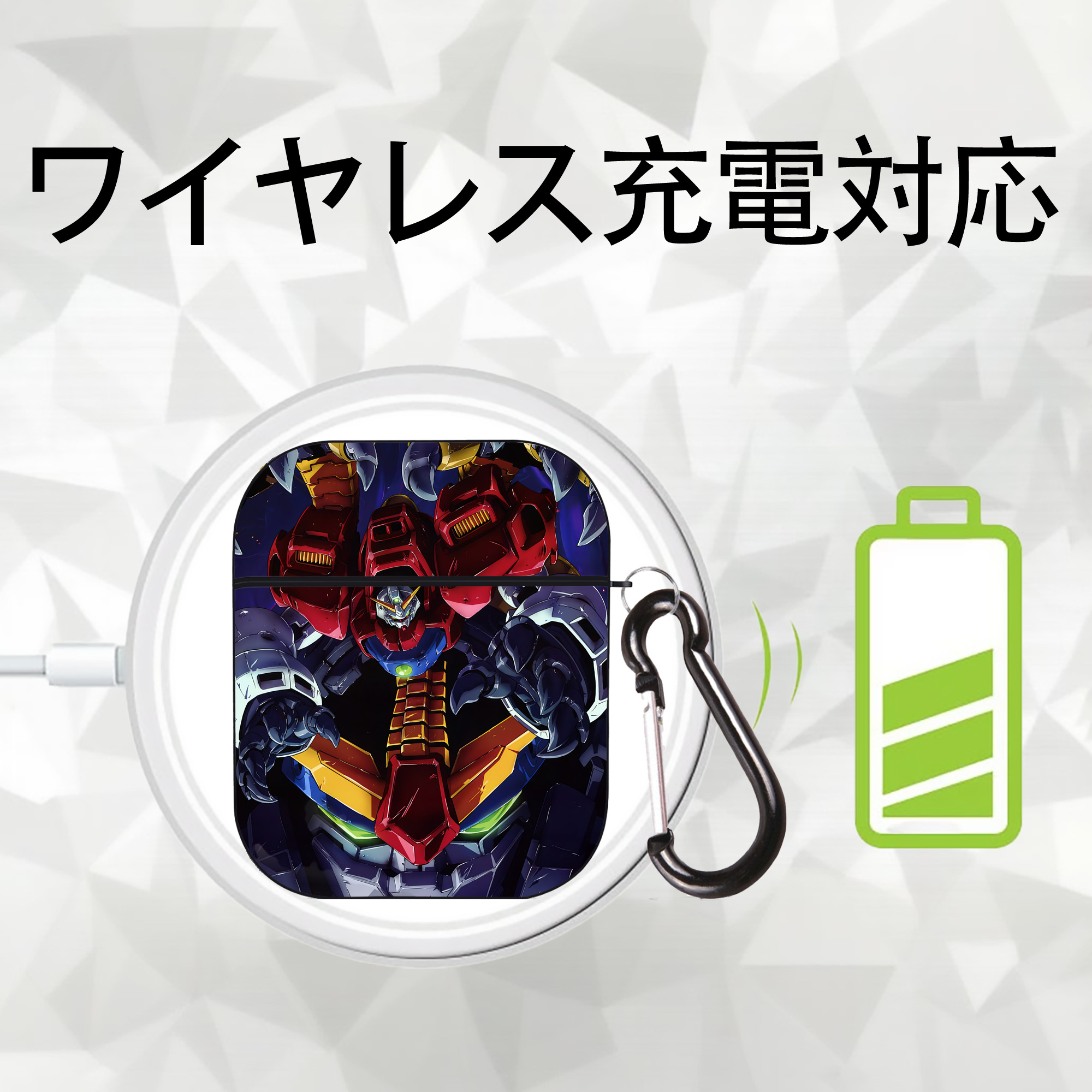 機動戦士ガンダム Mobile Suit Gundam AirPods 第2世代保護ケース ハードシェル ブラック 耐衝撃・防指紋・カラビナ付き