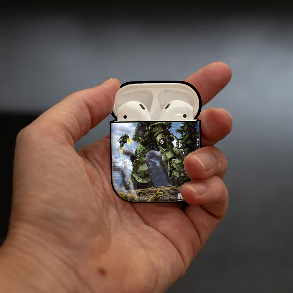 機動戦士ガンダム Mobile Suit Gundam AirPods 第2世代保護ケース ハードシェル ブラック 耐衝撃・防指紋・カラビナ付き