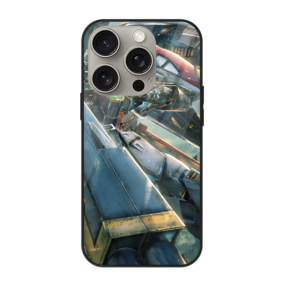 （画像用） 機動戦士ガンダム Mobile Suit Gundam 【iPhone15Pro対応】スマホケース 耐衝撃＆黄変防止 背面ガラス