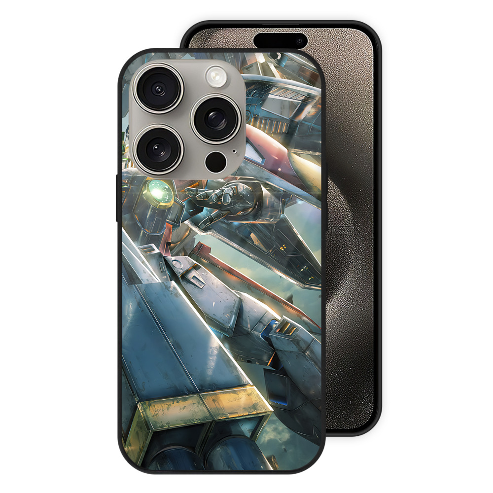 （画像用） 機動戦士ガンダム Mobile Suit Gundam 【iPhone15Pro対応】スマホケース 耐衝撃＆黄変防止 背面ガラス