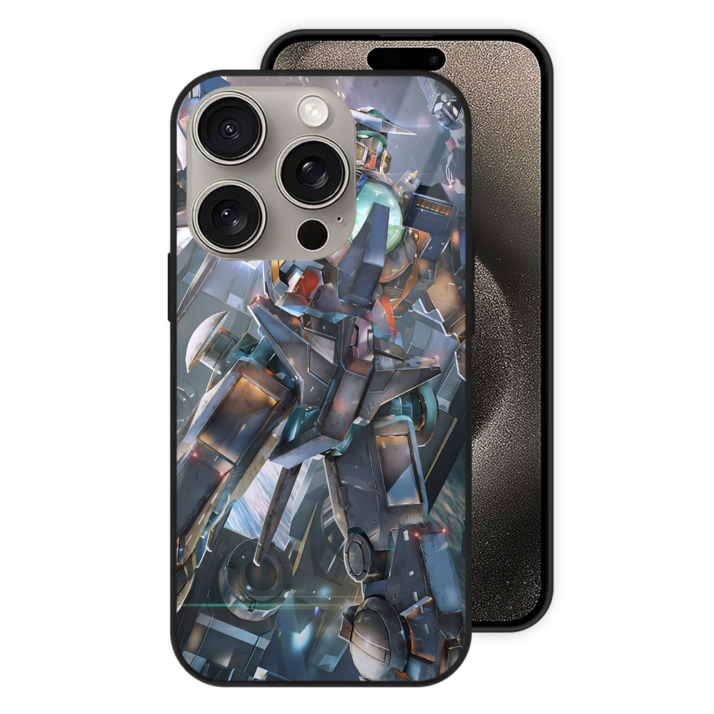 （画像用） 機動戦士ガンダム Mobile Suit Gundam 【iPhone15Pro対応】スマホケース 耐衝撃＆黄変防止 背面ガラス