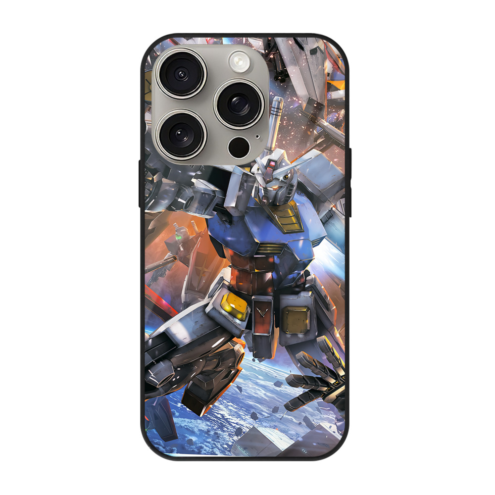 （画像用） 機動戦士ガンダム Mobile Suit Gundam 【iPhone15Pro対応】スマホケース 耐衝撃＆黄変防止 背面ガラス
