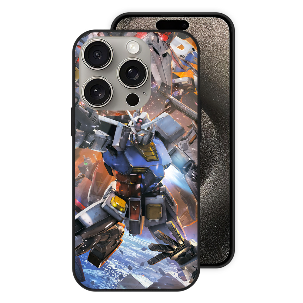 （画像用） 機動戦士ガンダム Mobile Suit Gundam 【iPhone15Pro対応】スマホケース 耐衝撃＆黄変防止 背面ガラス