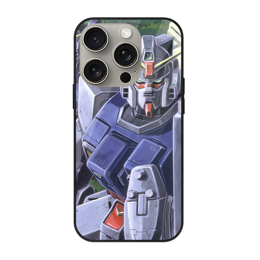 （画像用） 機動戦士ガンダム Mobile Suit Gundam 【iPhone15Pro対応】スマホケース 耐衝撃＆黄変防止 背面ガラス