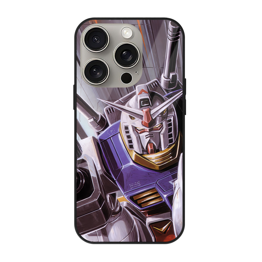 （画像用） 機動戦士ガンダム Mobile Suit Gundam 【iPhone15Pro対応】スマホケース 耐衝撃＆黄変防止 背面ガラス