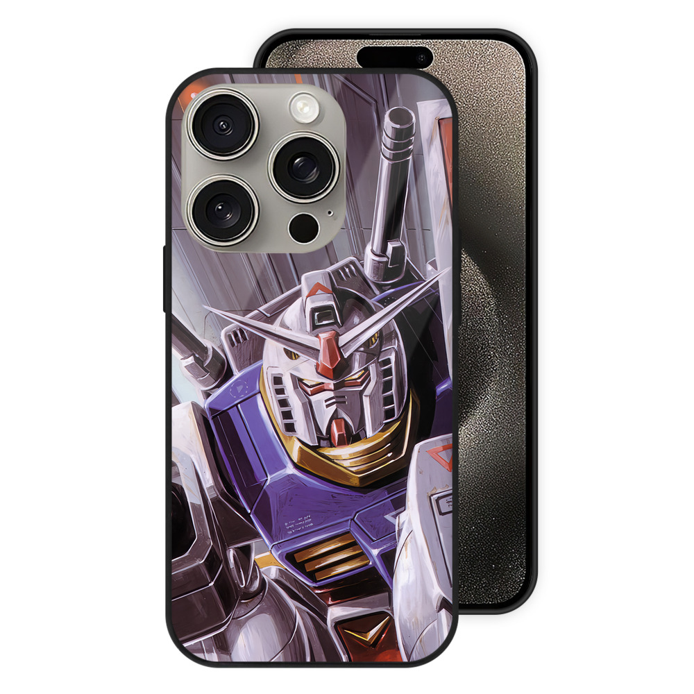 （画像用） 機動戦士ガンダム Mobile Suit Gundam 【iPhone15Pro対応】スマホケース 耐衝撃＆黄変防止 背面ガラス