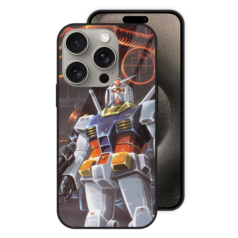 （画像用） 機動戦士ガンダム Mobile Suit Gundam 【iPhone15Pro対応】スマホケース 耐衝撃＆黄変防止 背面ガラス