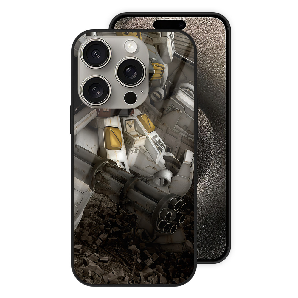 （画像用） 機動戦士ガンダム Mobile Suit Gundam 【iPhone15Pro対応】スマホケース 耐衝撃＆黄変防止 背面ガラス