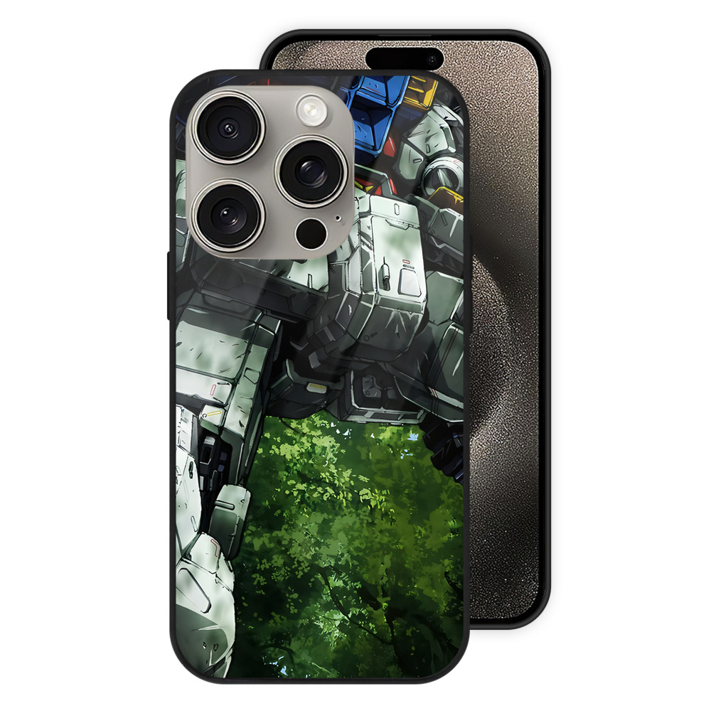 （画像用） 機動戦士ガンダム Mobile Suit Gundam 【iPhone15Pro対応】スマホケース 耐衝撃＆黄変防止 背面ガラス