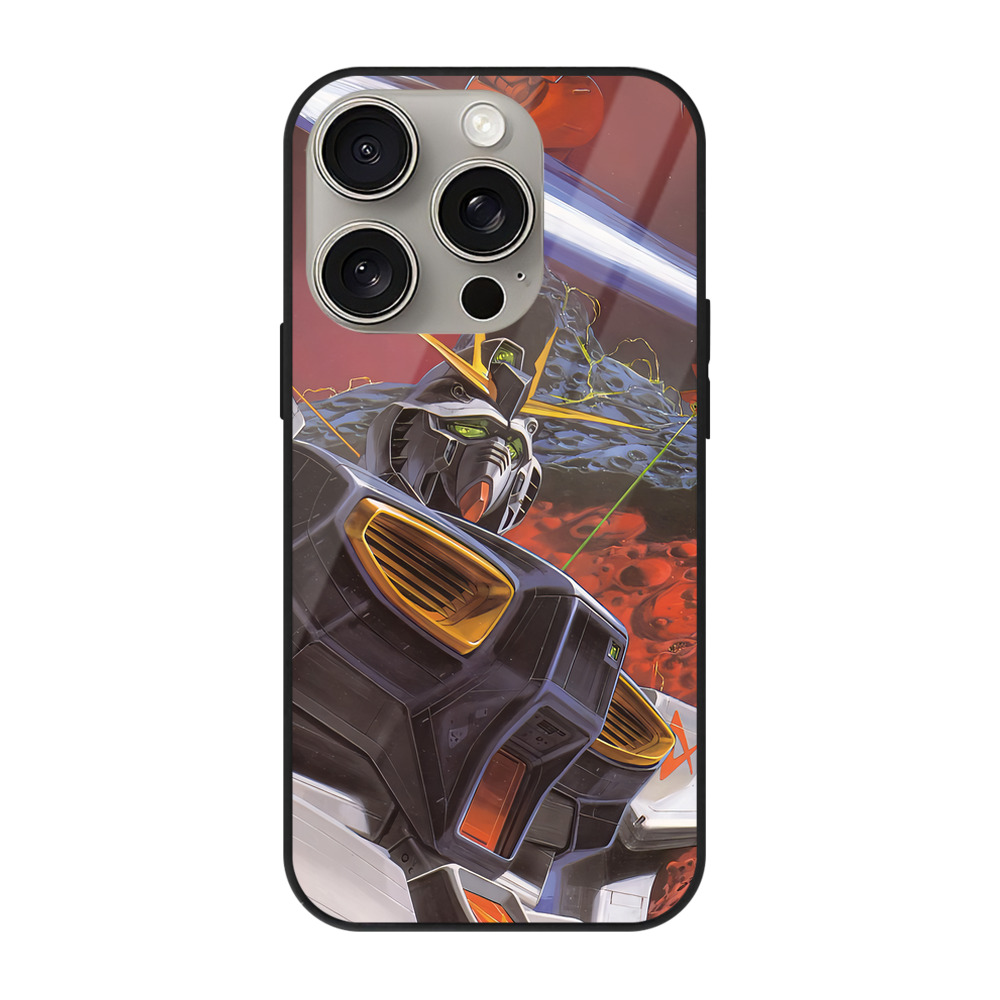 （画像用） 機動戦士ガンダム Mobile Suit Gundam 【iPhone15Pro対応】スマホケース 耐衝撃＆黄変防止 背面ガラス